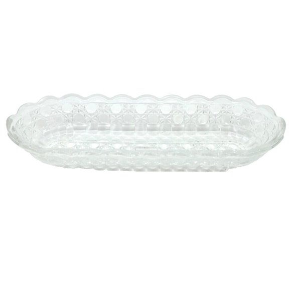 VINTAGE USA 70s Avon Glassware, OBLONG CRYSTAL~ CELERY CONDIMENTS SERVING DISH - Picture 1 of 4